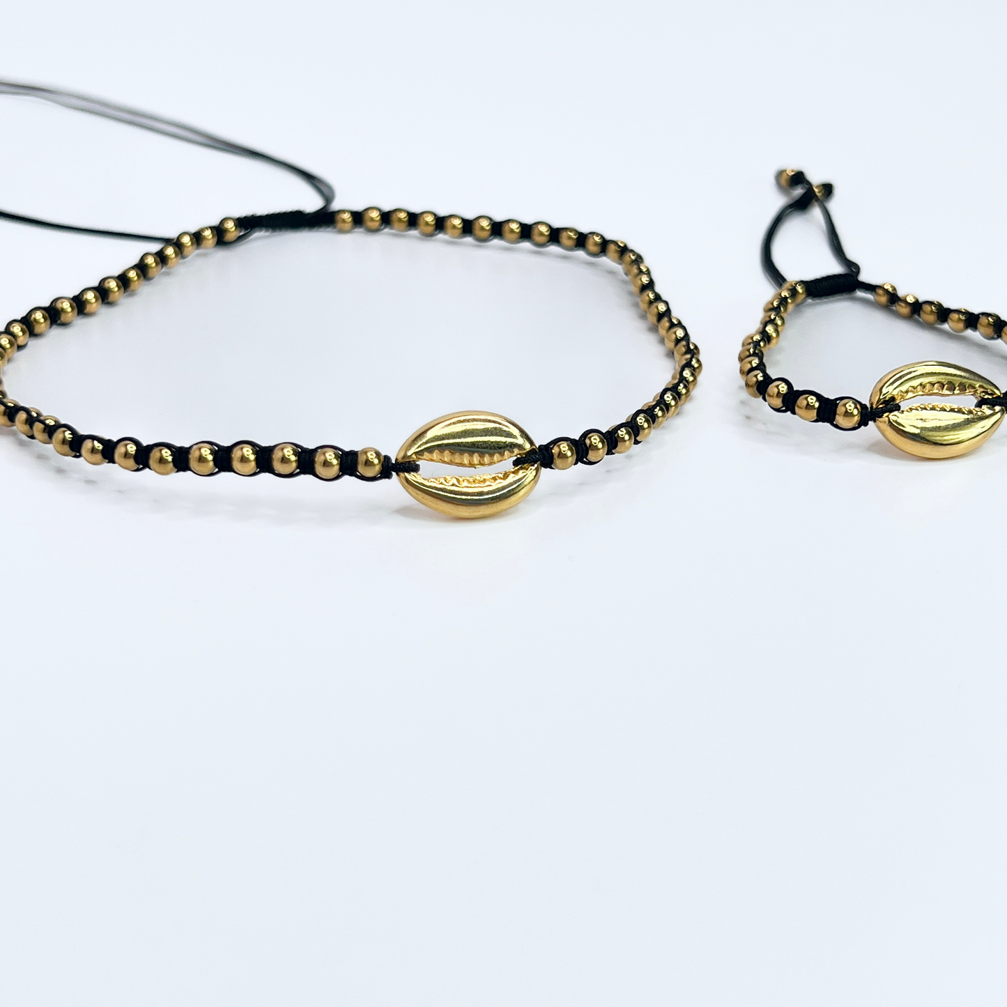 Souljewls “Mar de Acero” Set – Stainless Steel Bead Choker & Matching Seashell Bracelet