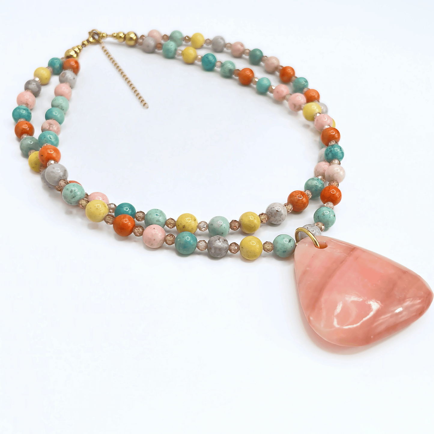Souljewls “Energía Divina” Double Jade Necklace with Agate Cornelian