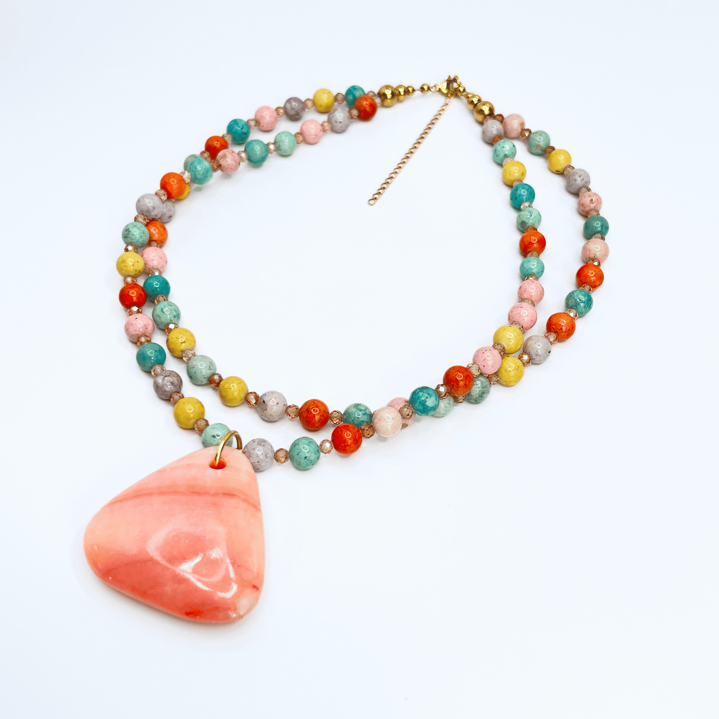 Souljewls “Energía Divina” Double Jade Necklace with Agate Cornelian