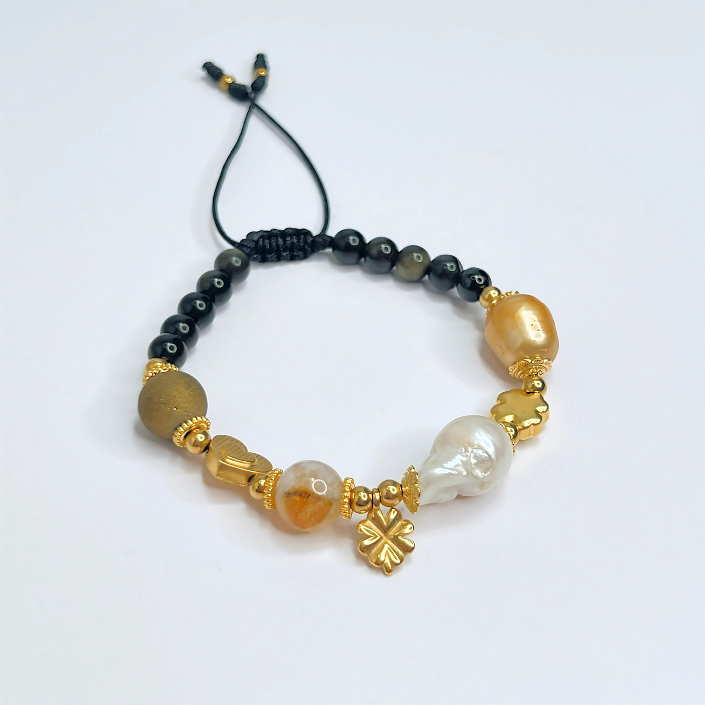 Souljewls Golden Obsidian & Citrine Bracelet – Luck, Protection & Abundance