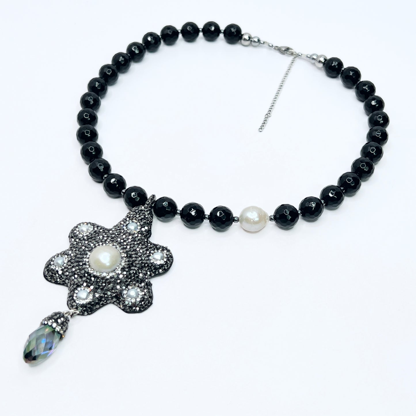 Souljewls – Nocturnal Grace Necklace | Onyx & Pearl Statement Charm