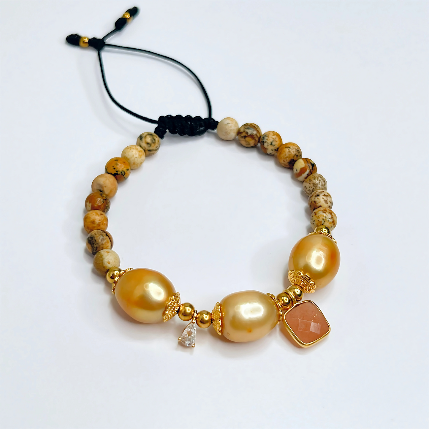 Souljewls Bumblebee Jasper & Pearl Bracelet – Strength, Positivity & Wisdom