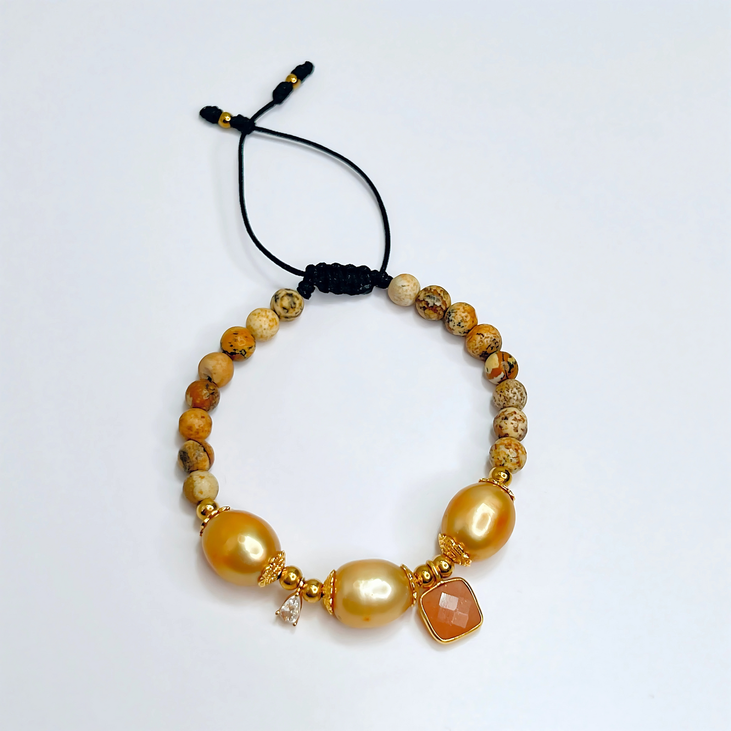 Souljewls Bumblebee Jasper & Pearl Bracelet – Strength, Positivity & Wisdom