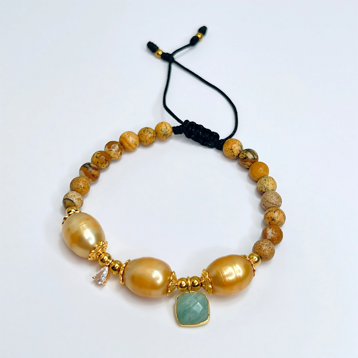 Souljewls Bumblebee Jasper & Pearl Bracelet – Strength, Positivity & Wisdom