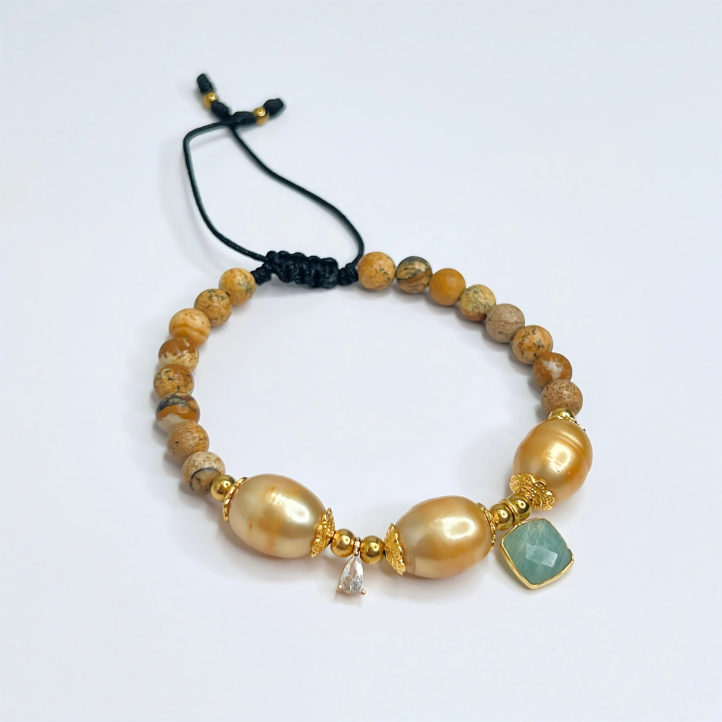 Souljewls Bumblebee Jasper & Pearl Bracelet – Strength, Positivity & Wisdom