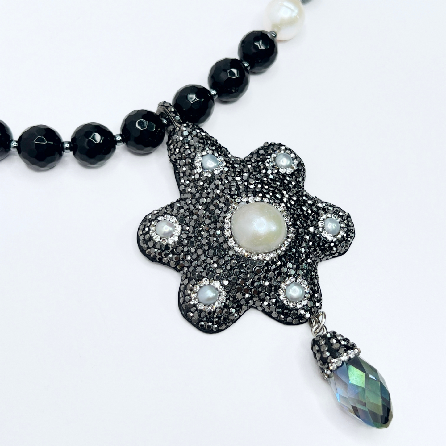 Souljewls – Nocturnal Grace Necklace | Onyx & Pearl Statement Charm