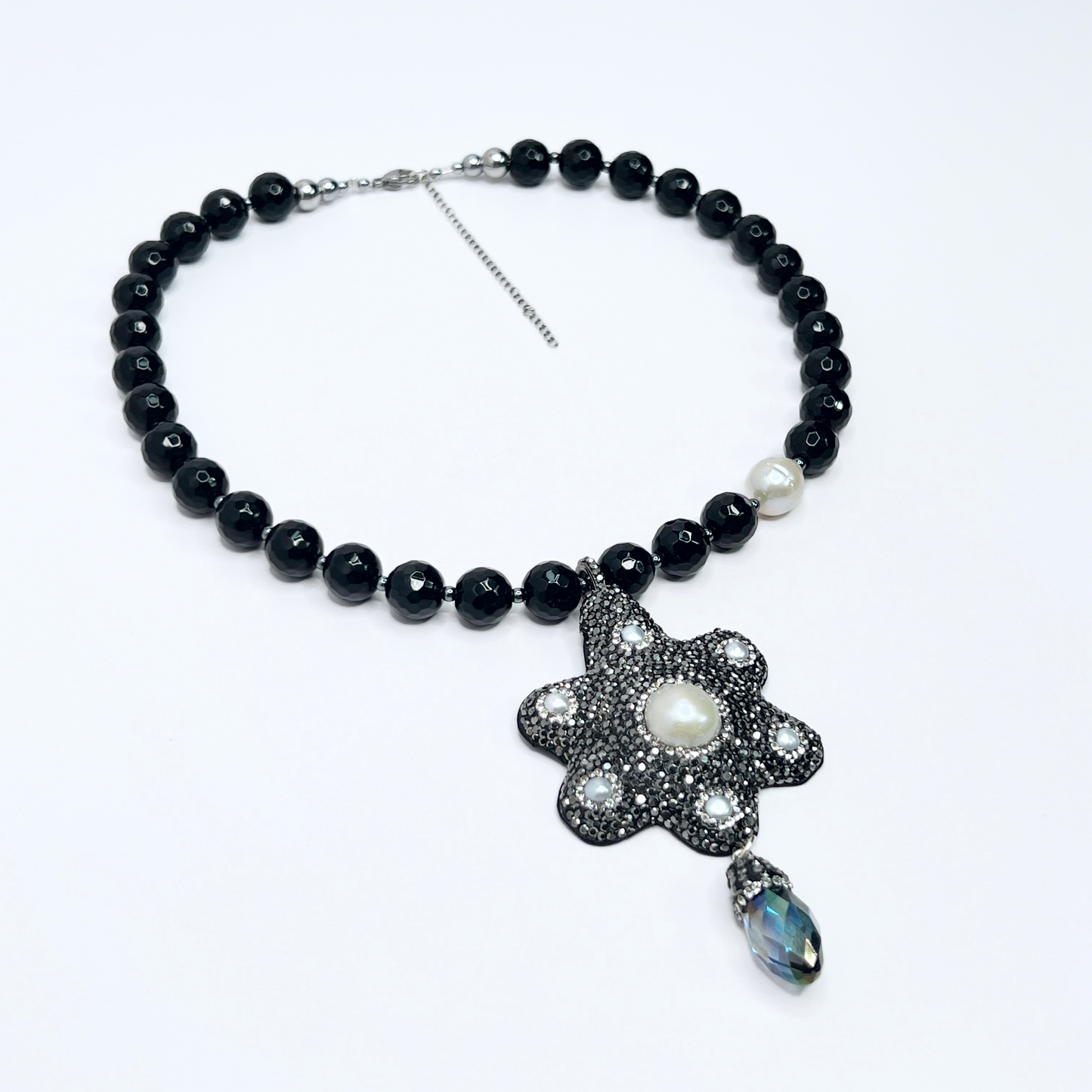 Souljewls – Nocturnal Grace Necklace | Onyx & Pearl Statement Charm