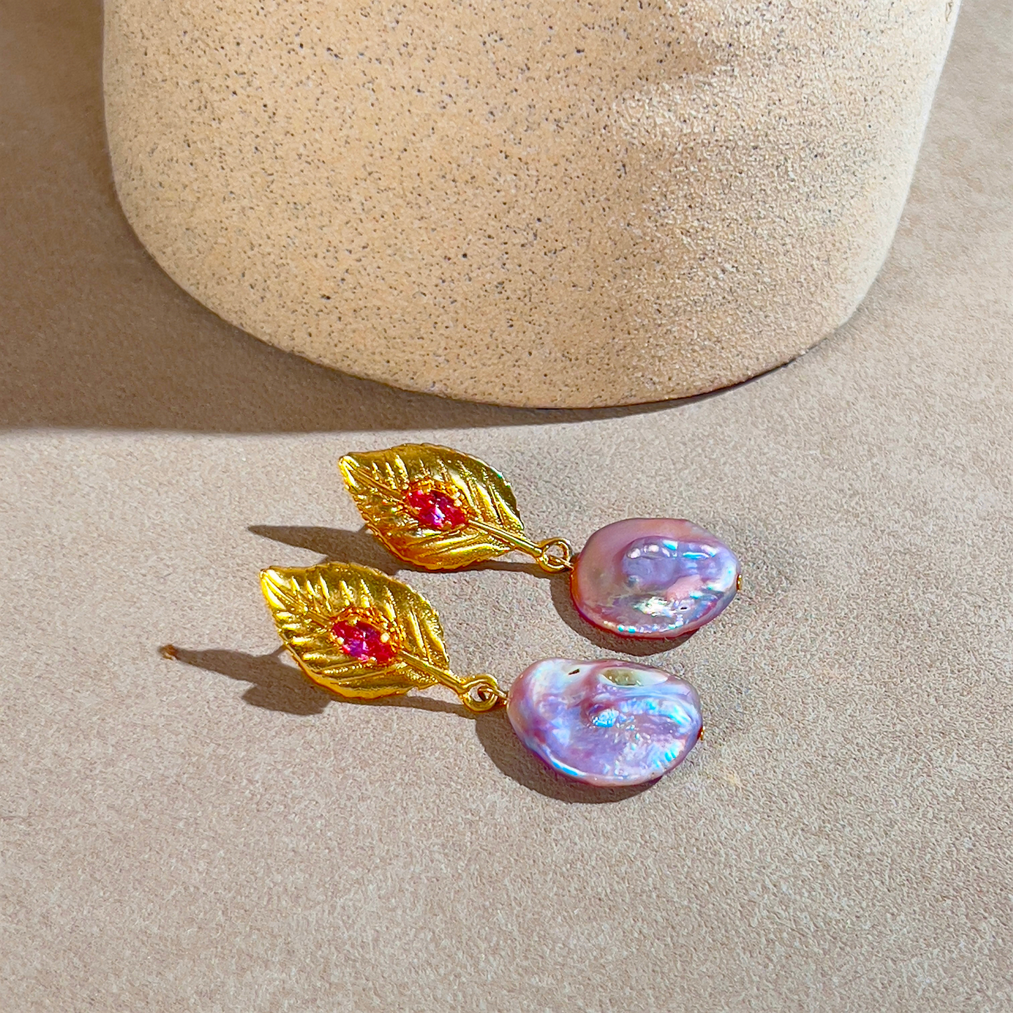 Souljewls “Radiant Bloom” Pearl & Crystal Leaf Earrings