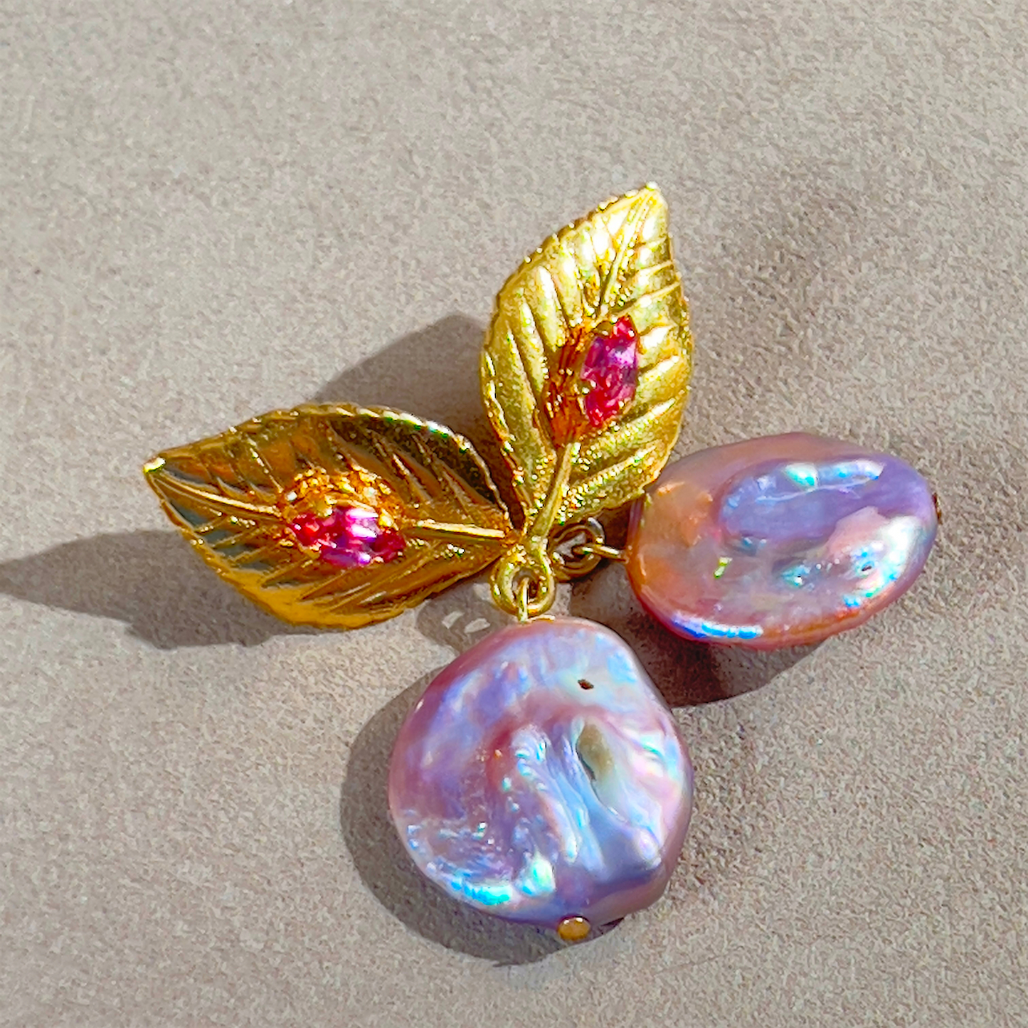 Souljewls “Radiant Bloom” Pearl & Crystal Leaf Earrings