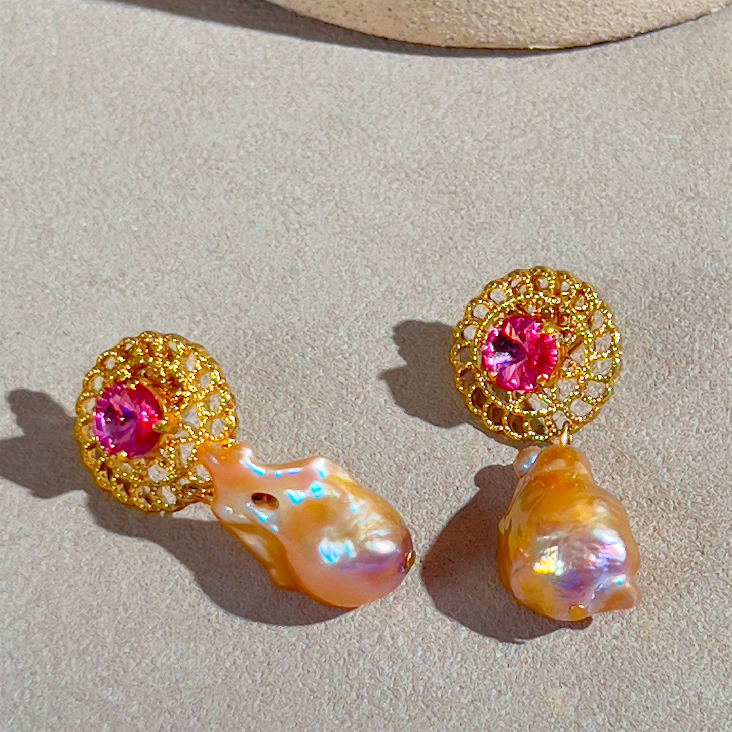 Souljewls “Eternal Flame” Baroque Pearl & Crystal Earrings