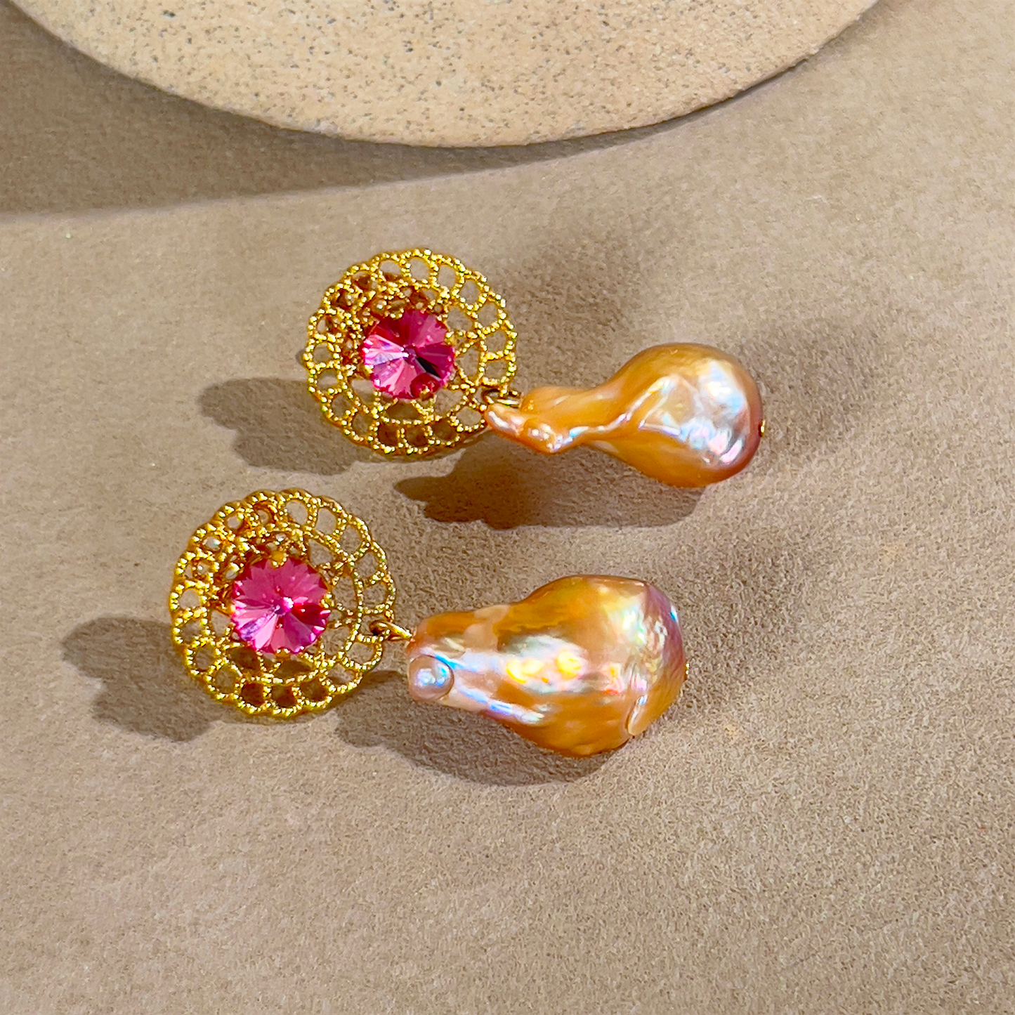 Souljewls “Eternal Flame” Baroque Pearl & Crystal Earrings