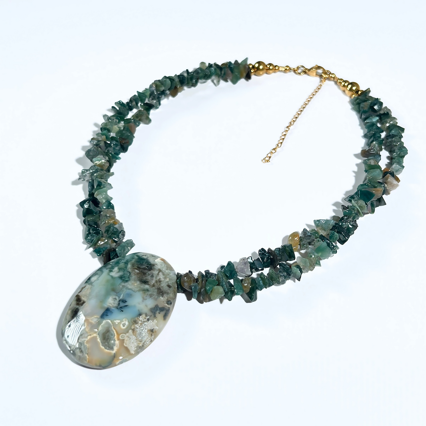 Eternal Waves” Necklace – Moss Agate & Ocean Jasper