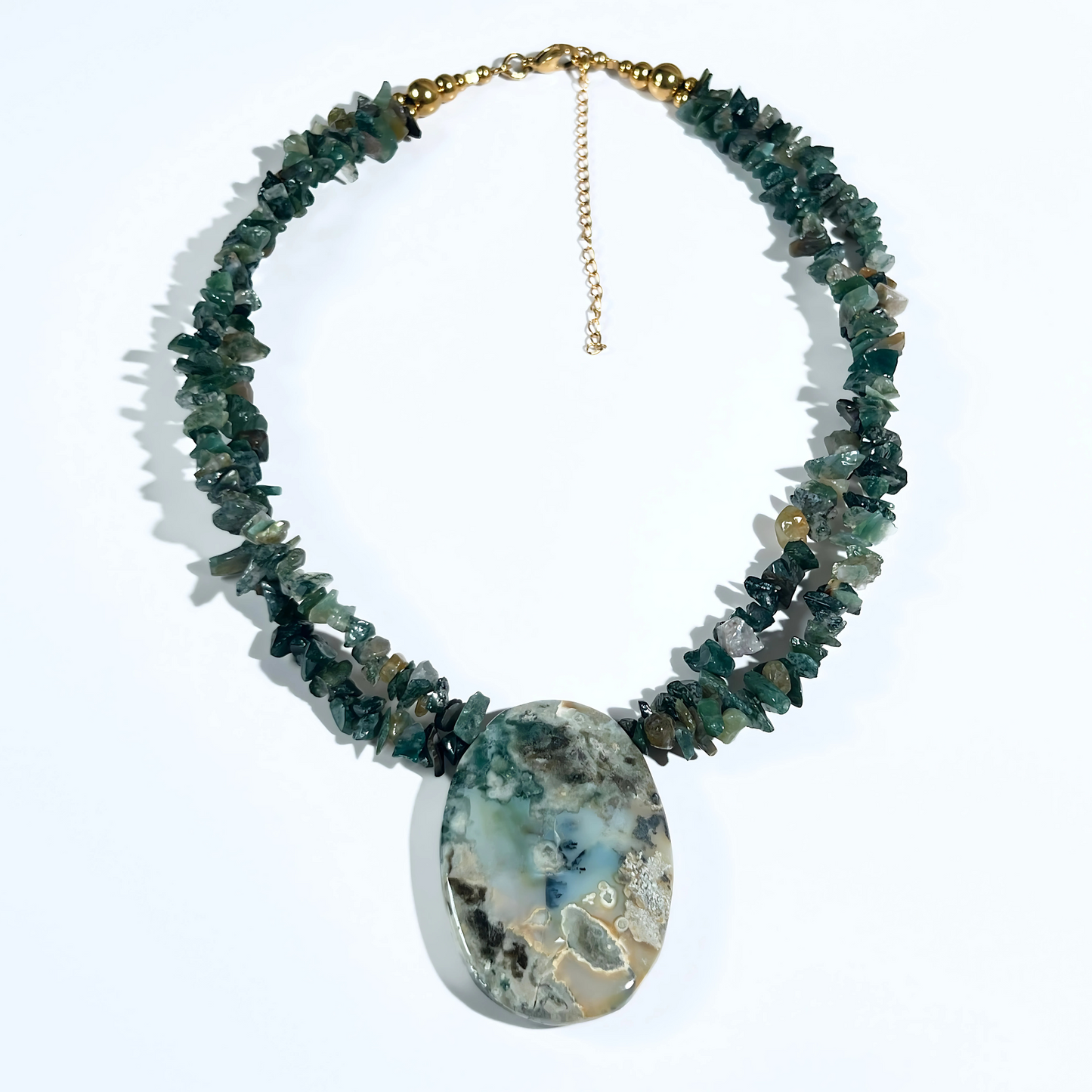 Eternal Waves” Necklace – Moss Agate & Ocean Jasper