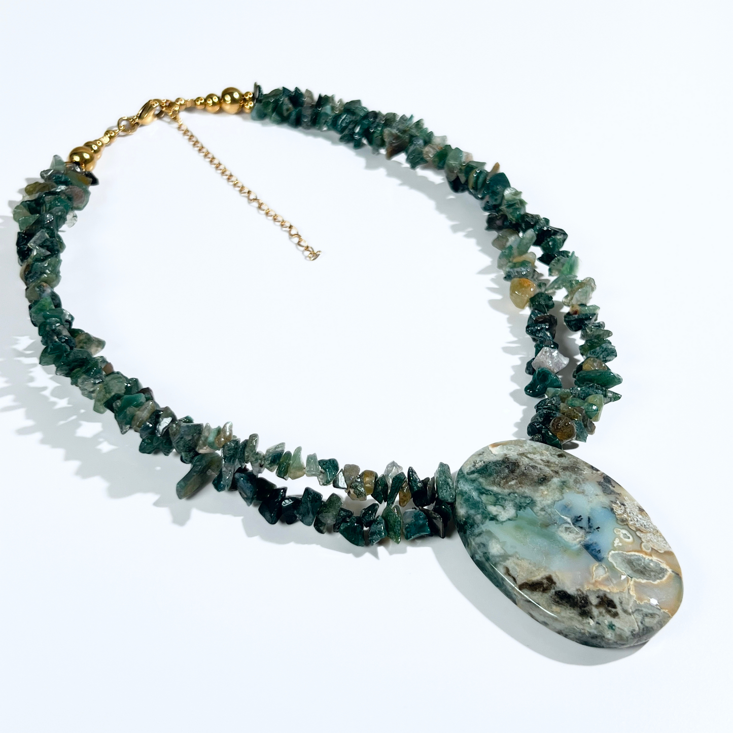 Eternal Waves” Necklace – Moss Agate & Ocean Jasper