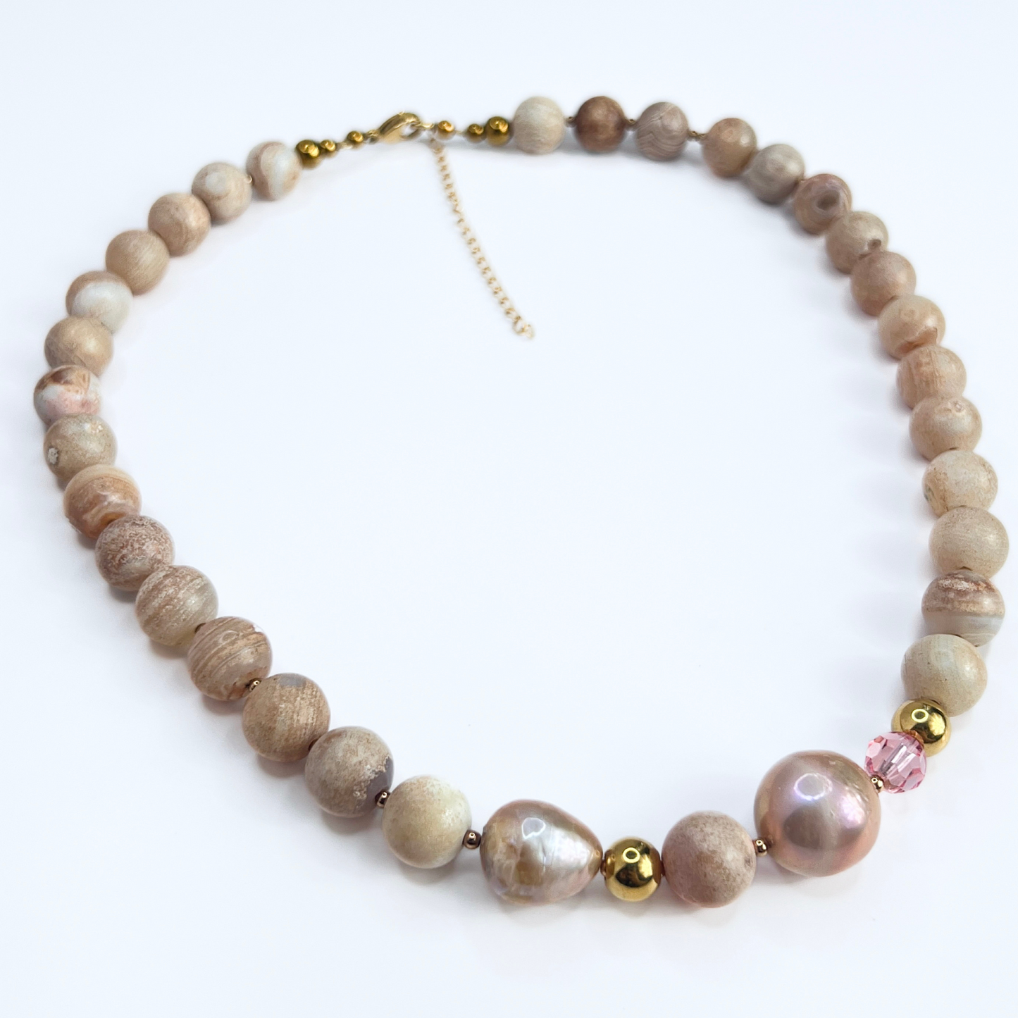 Souljewls "Luz Serena” Necklace – Jasper & Kasumi Pearl