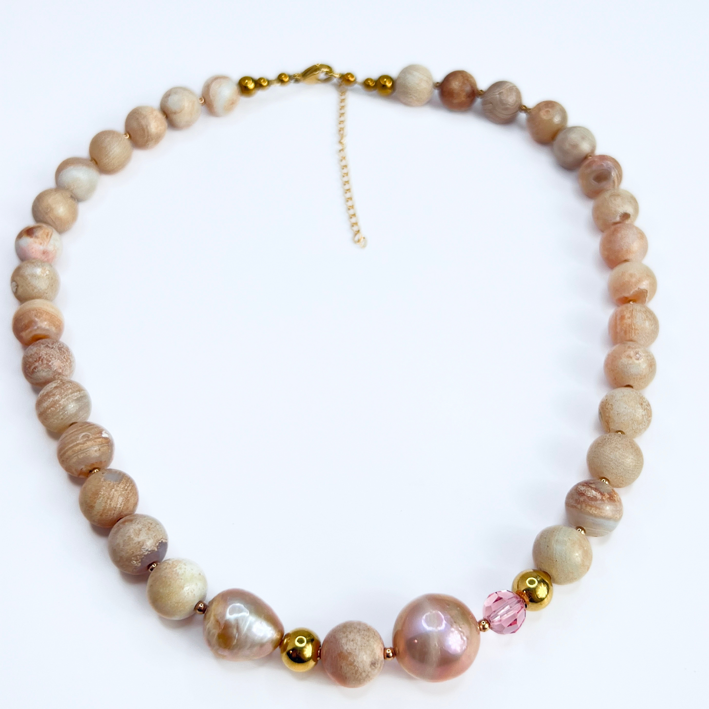 Souljewls "Luz Serena” Necklace – Jasper & Kasumi Pearl