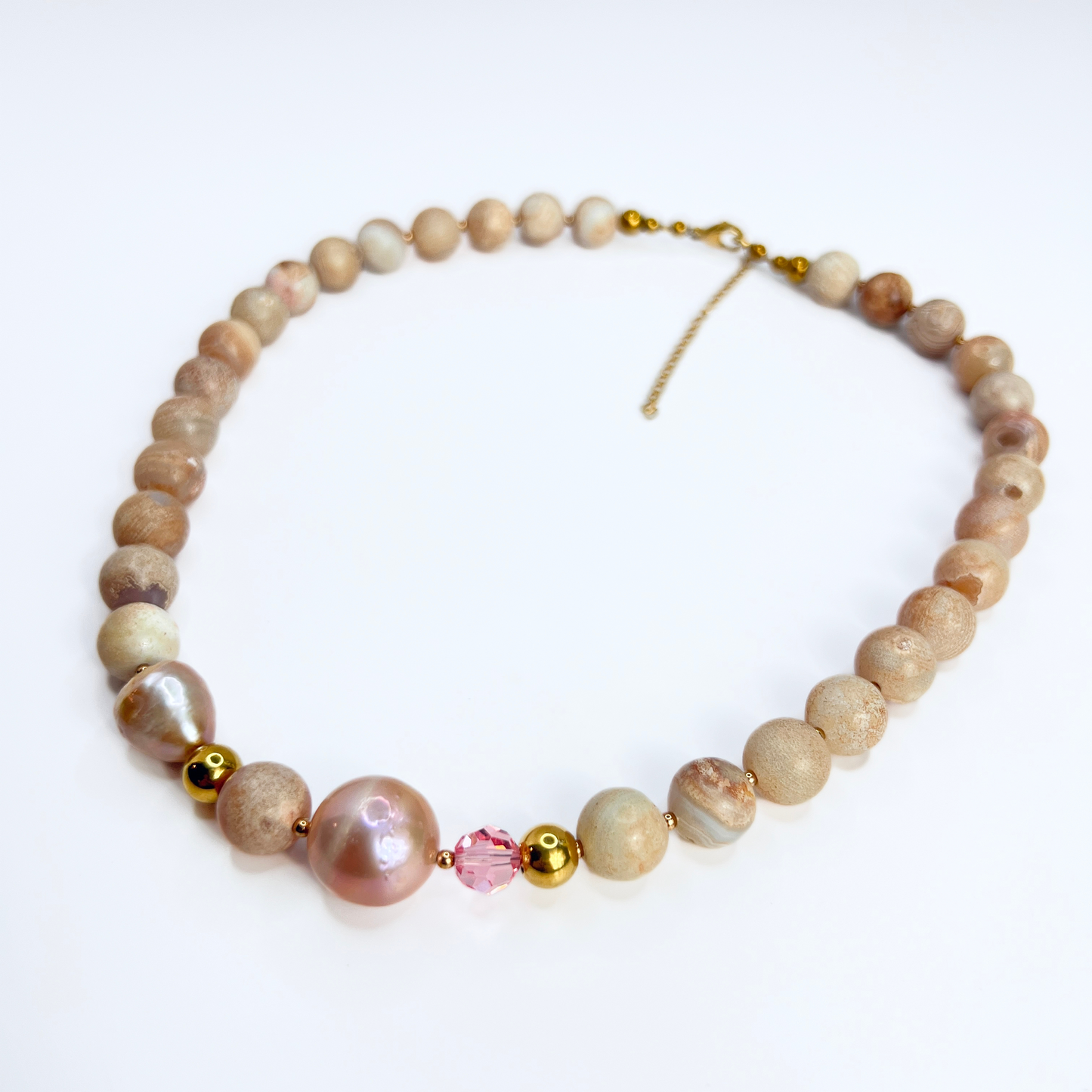 Souljewls "Luz Serena” Necklace – Jasper & Kasumi Pearl