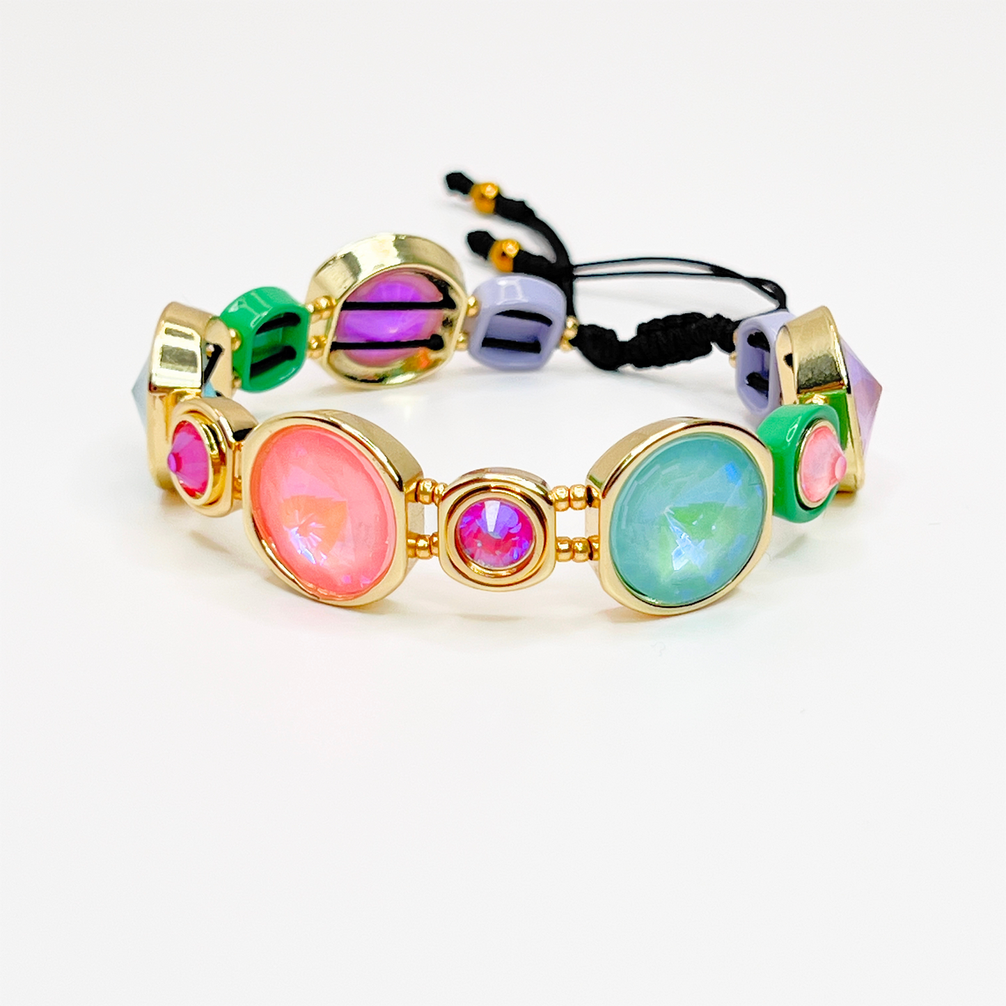 Souljewls Kaleido Bracelet – Adjustable Multicolor Enamel Beads, Handmade Jewelry