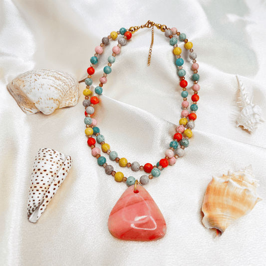 Souljewls “Energía Divina” Double Jade Necklace with Agate Cornelian