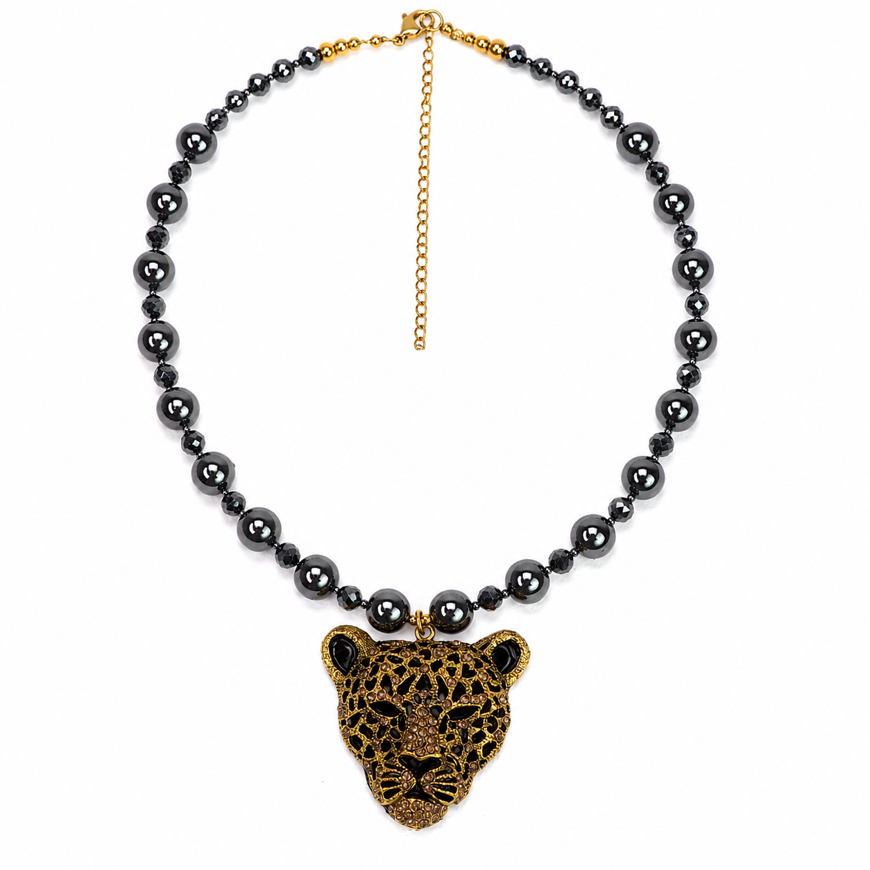 Black Panther Hematite Statement Necklace