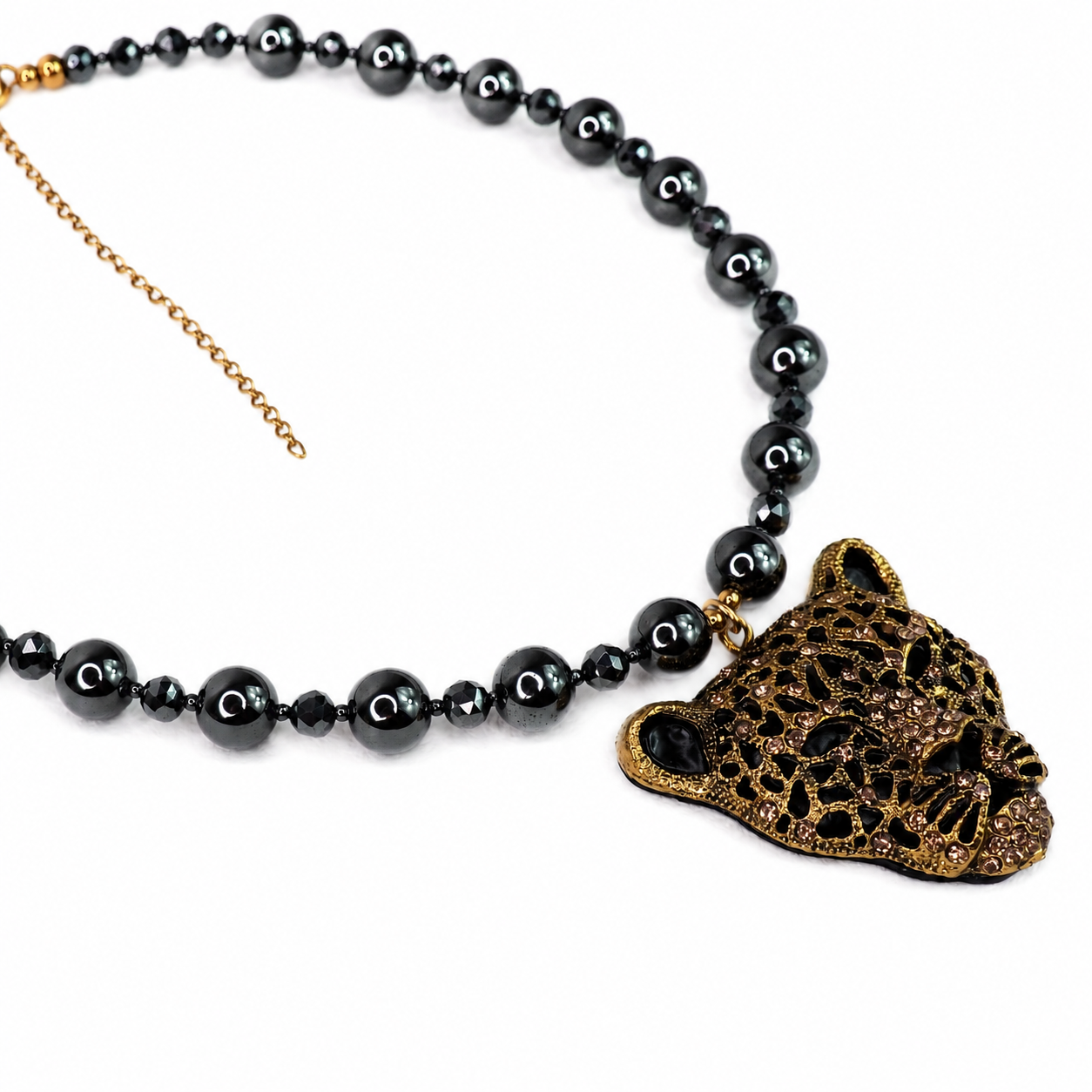 Black Panther Hematite Statement Necklace