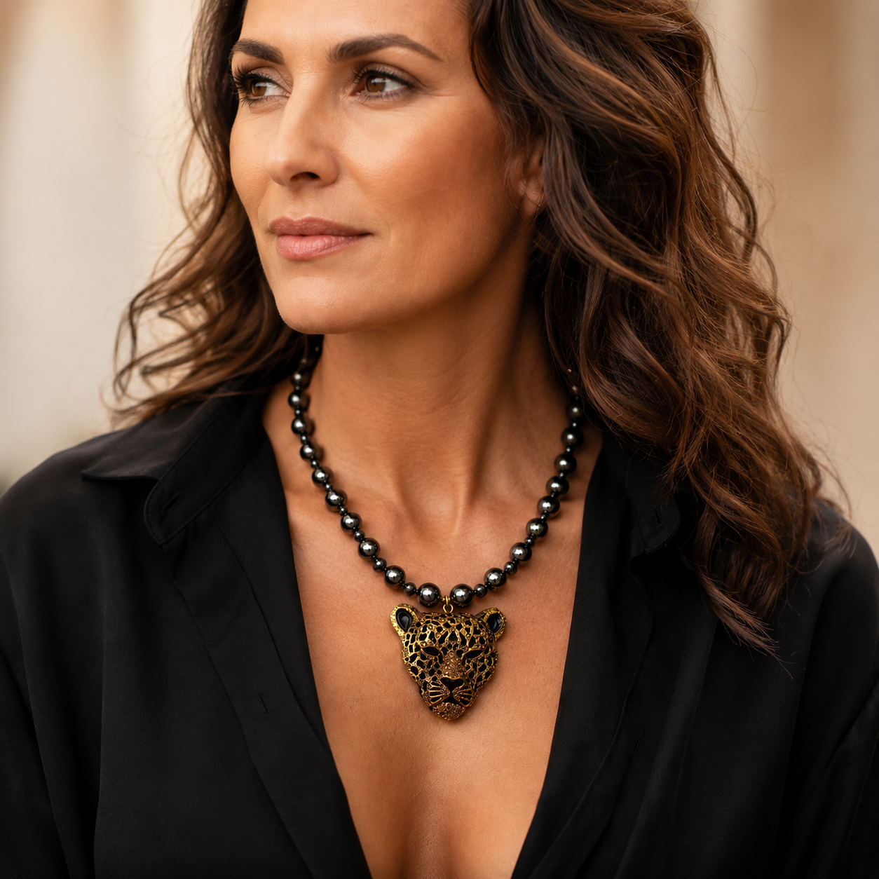 Black Panther Hematite Statement Necklace