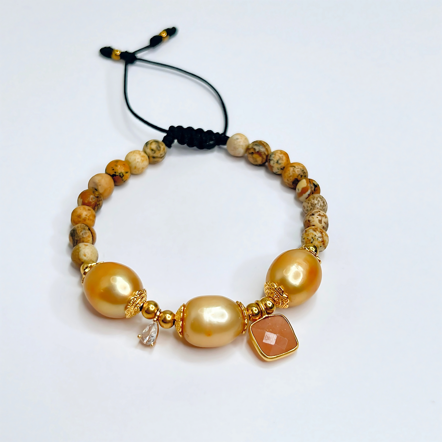 Souljewls Bumblebee Jasper & Pearl Bracelet – Strength, Positivity & Wisdom