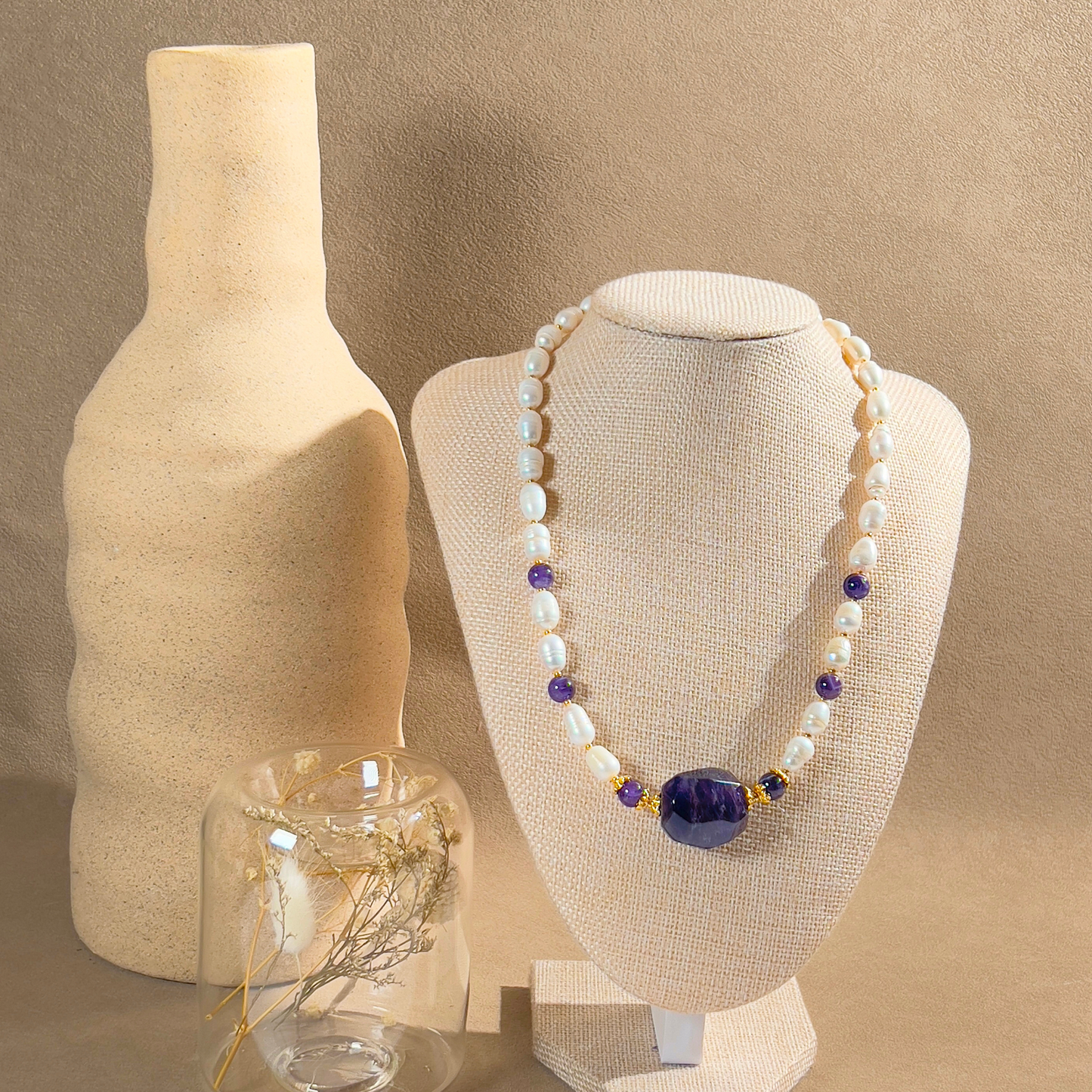 Souljewls “Divine Clarity” Pearl & Amethyst Necklace