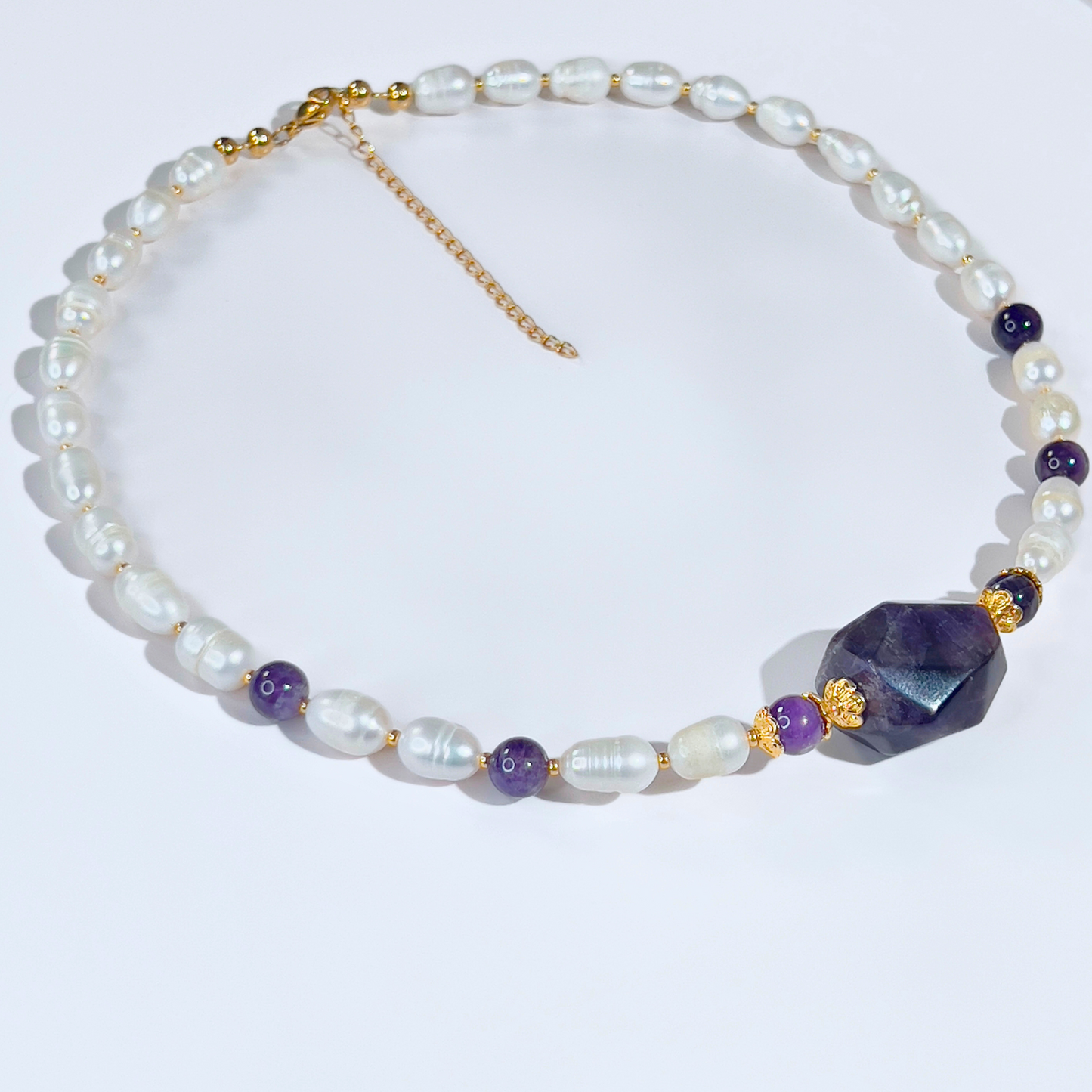 Souljewls “Divine Clarity” Pearl & Amethyst Necklace
