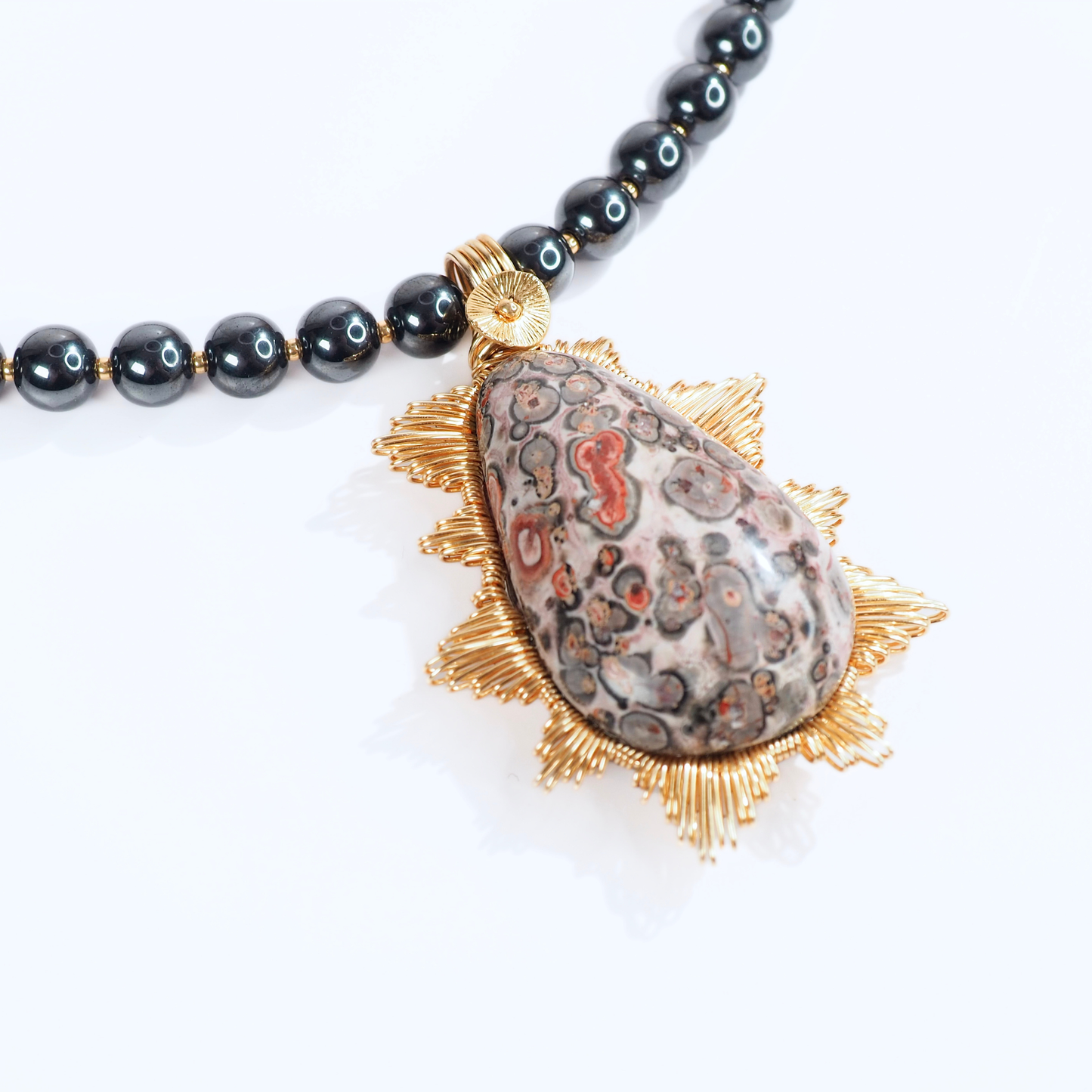 SoulJewls “Sol Salvaje” Necklace — Leopard Jasper & Black Hematite