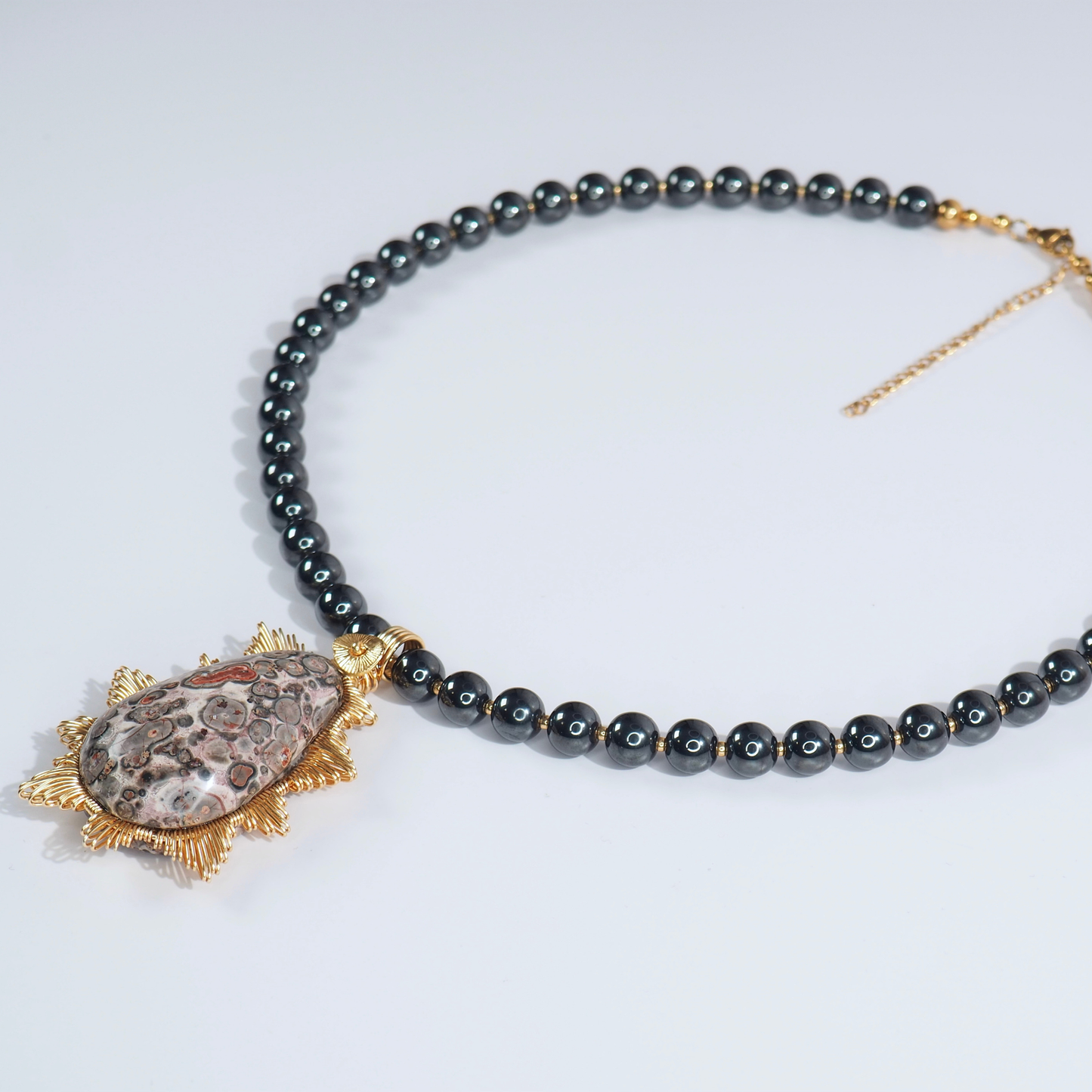 SoulJewls “Sol Salvaje” Necklace — Leopard Jasper & Black Hematite