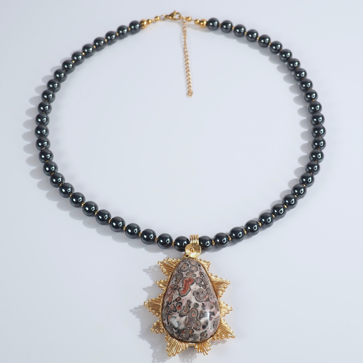 SoulJewls “Sol Salvaje” Necklace — Leopard Jasper & Black Hematite