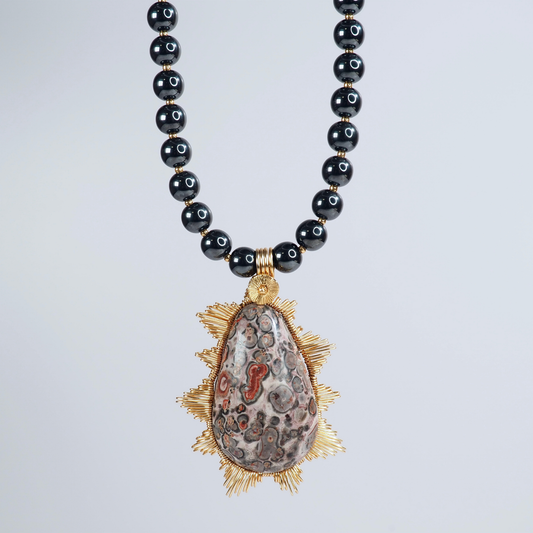 SoulJewls “Sol Salvaje” Necklace — Leopard Jasper & Black Hematite
