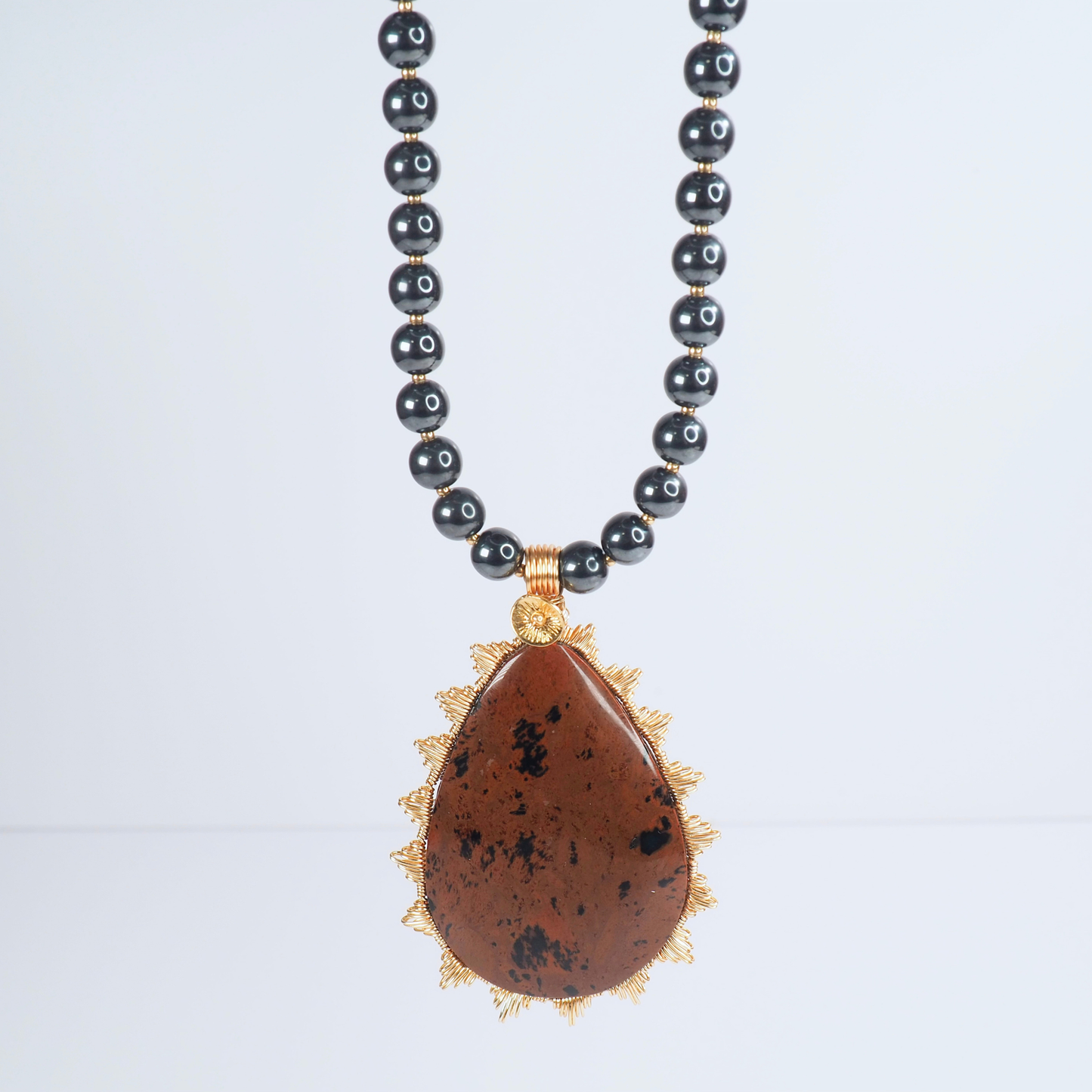 SoulJewls “Fuego Interior” Necklace — Mahogany Obsidian & Hematite