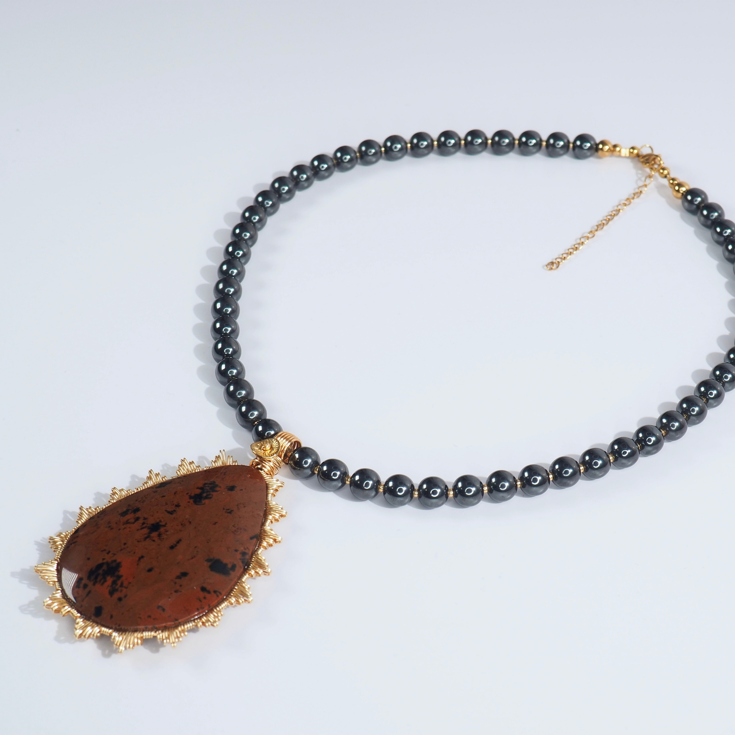 SoulJewls “Fuego Interior” Necklace — Mahogany Obsidian & Hematite