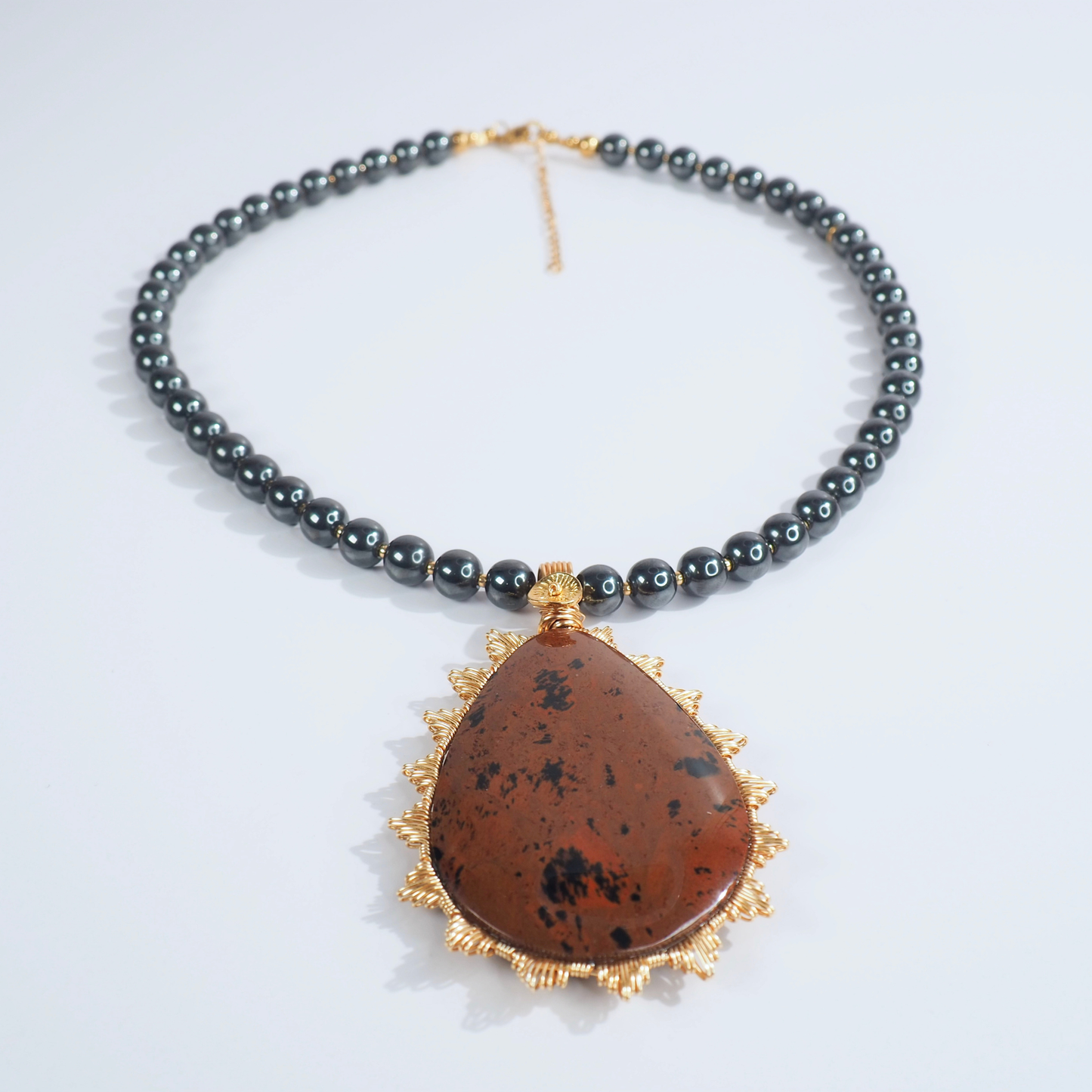 SoulJewls “Fuego Interior” Necklace — Mahogany Obsidian & Hematite
