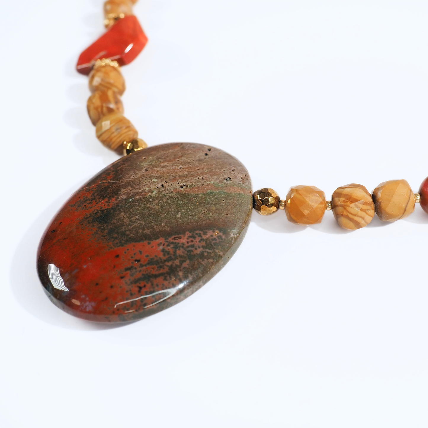 SoulJewls “Raíces de Fuego” Necklace — Red Jasper, Wood Jasper & Carnelian