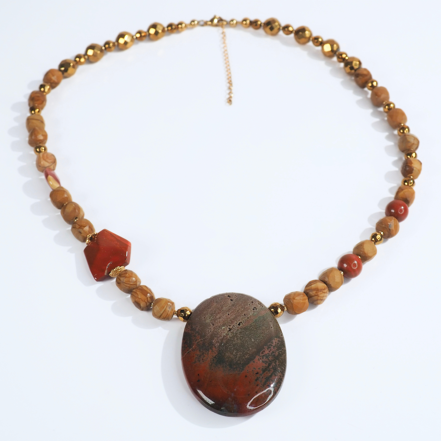 SoulJewls “Raíces de Fuego” Necklace — Red Jasper, Wood Jasper & Carnelian