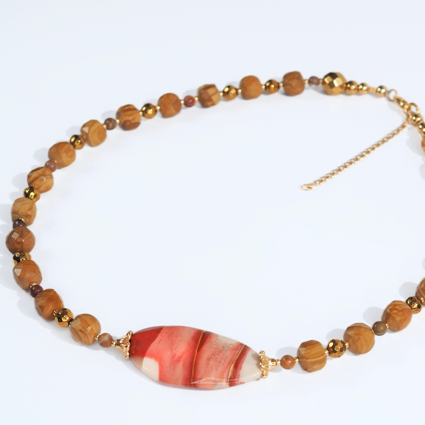 SoulJewls “Tierra Serena” Necklace — Red Banded Onyx & Wood Jasper