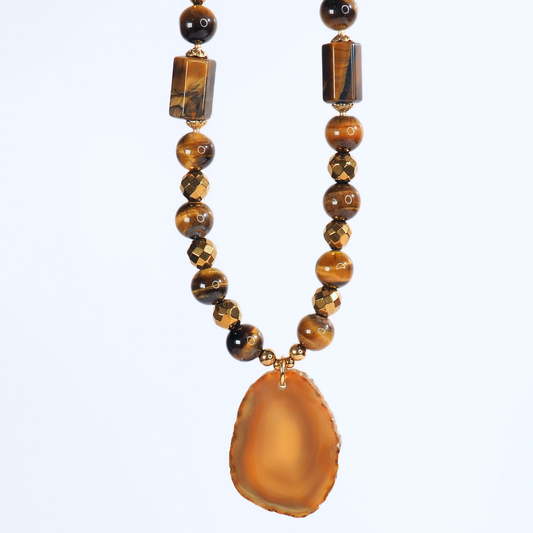 SoulJewls “Golden Power” Necklace — Tiger’s Eye & Honey Agate