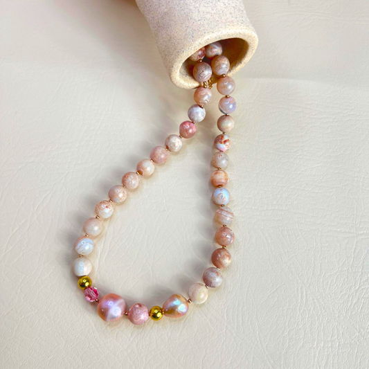 Souljewls "Luz Serena” Necklace – Jasper & Kasumi Pearl
