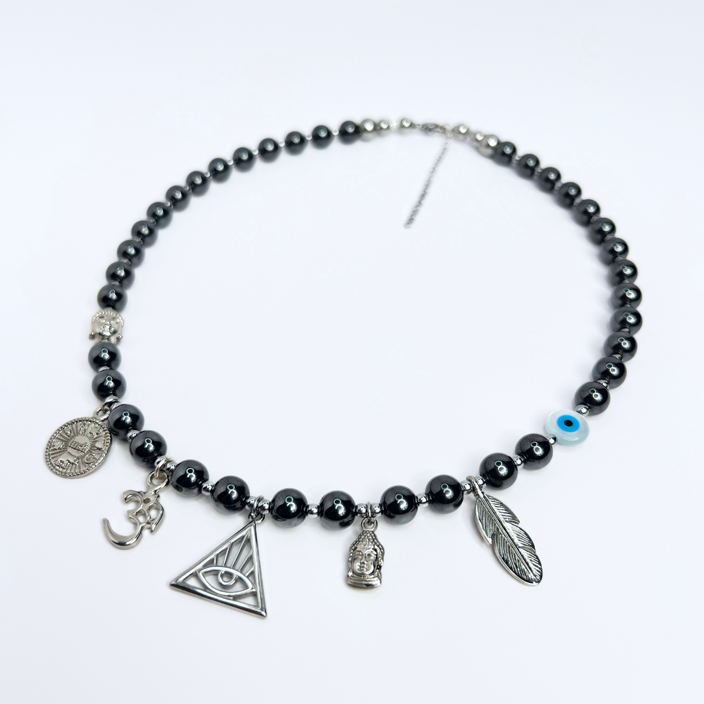 Souljewls – Awakened Rebel | Multi-Charm Hematite Necklace