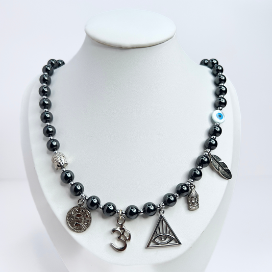 Souljewls – Awakened Rebel | Multi-Charm Hematite Necklace