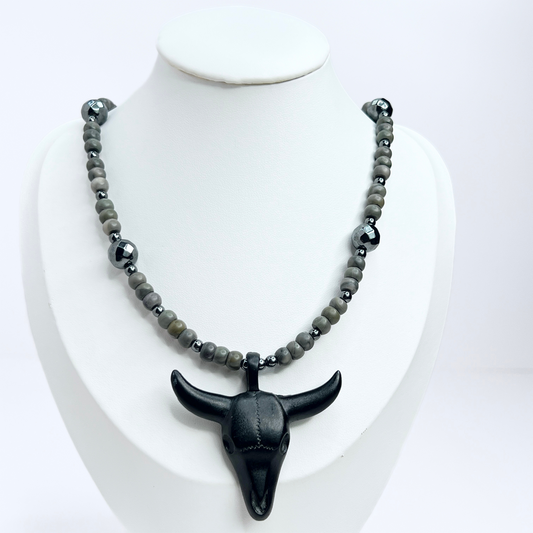 Souljewls – Tierra Indomable | Bull Skull & Jasper Necklace