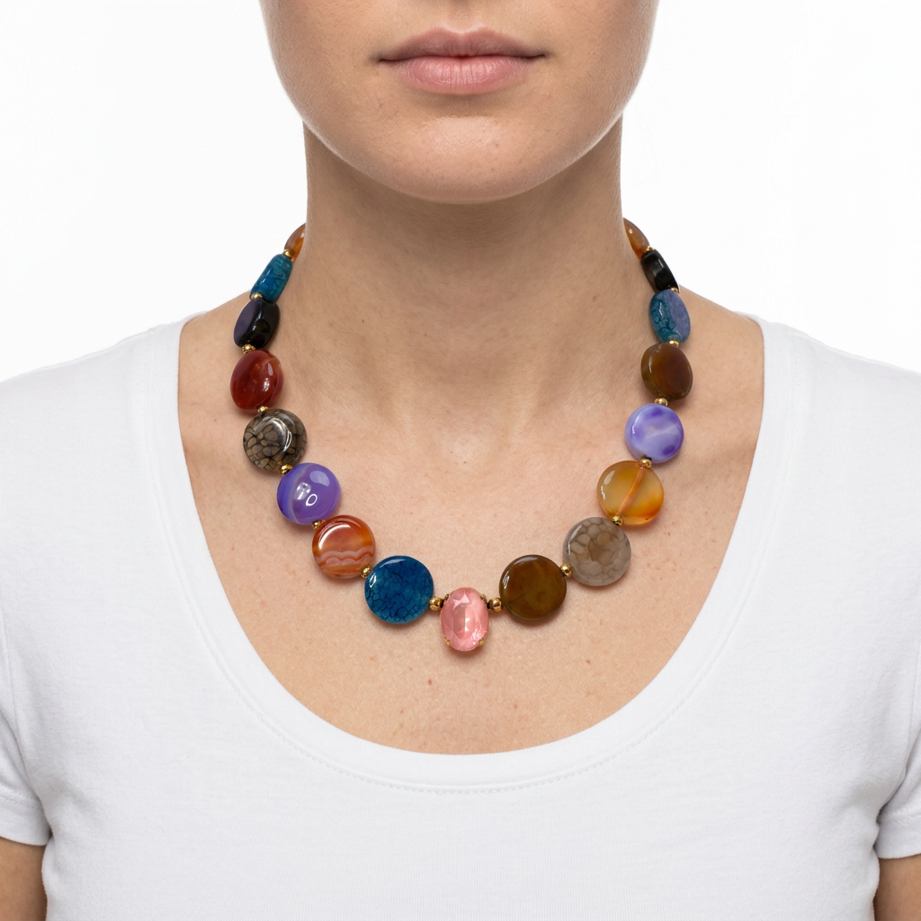 Souljewls necklace modeled against a white background